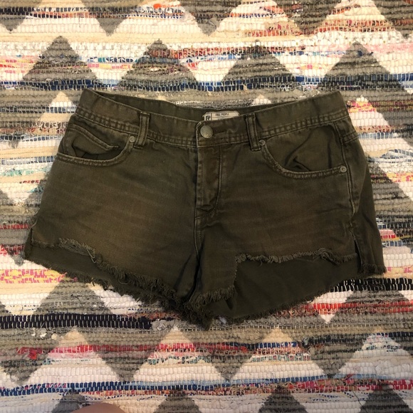 Free People Pants - Free People Olive Denim Cutoff Shorts